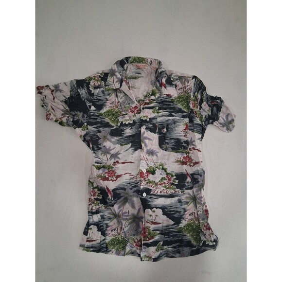 Vtg Women's Hawaiian Shirt Button Down Collared Michael Gerald Hand Screened Med - Picture 1 of 5